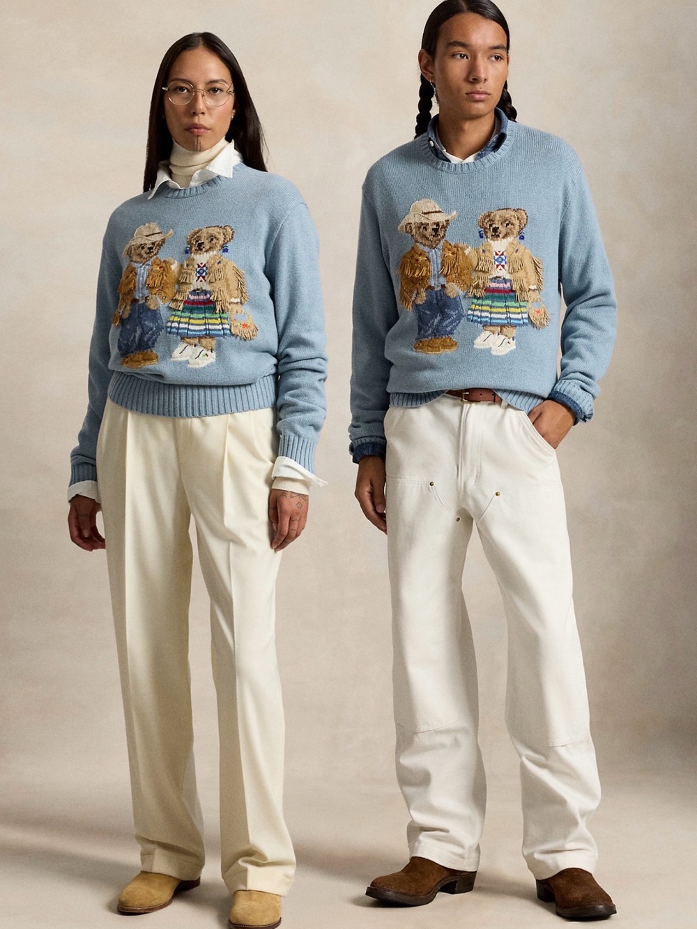 Polo by Ralph Lauren Light Blue Bear-Graphic Crewneck Sweater - Women